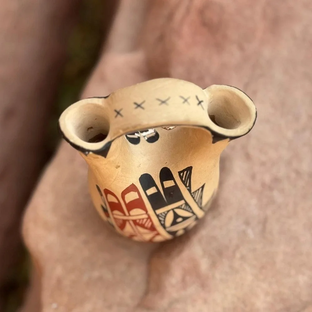 Pueblo Pottery Wedding Vase Native American Acoma Handmade Jemez Southwest BOHO
